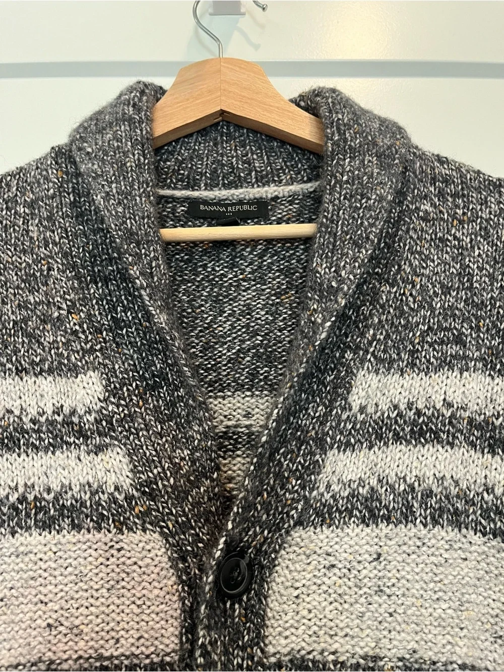 BR Tweed Pattern Shawl Wool Silk Blend Chunky Grandpa Prepping Cardigan Size XL